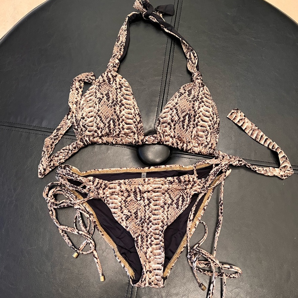 Vitamin A Snakeskin Print Bikini S